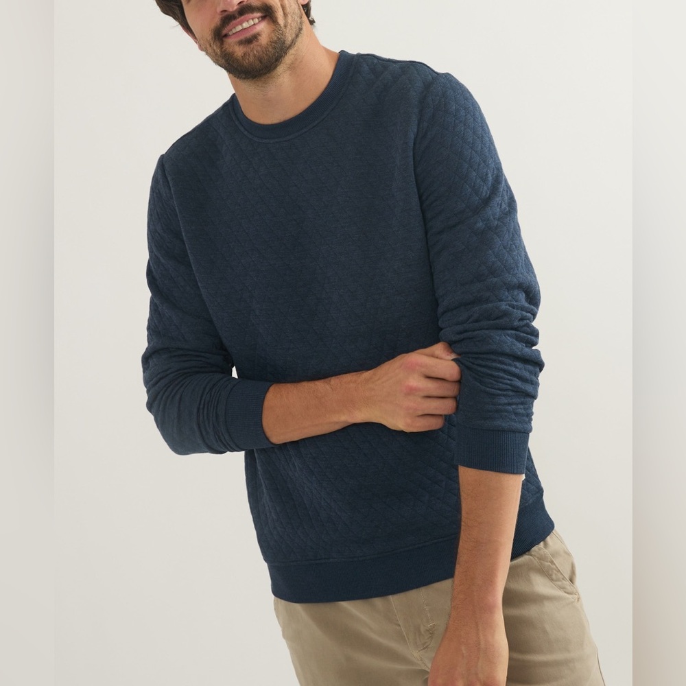 Men's Corbet Quilted Crewneck in Navy Heather